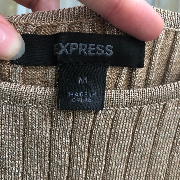 Express Gold Metallic Ribbed Tank Top - Picture 5 of 6